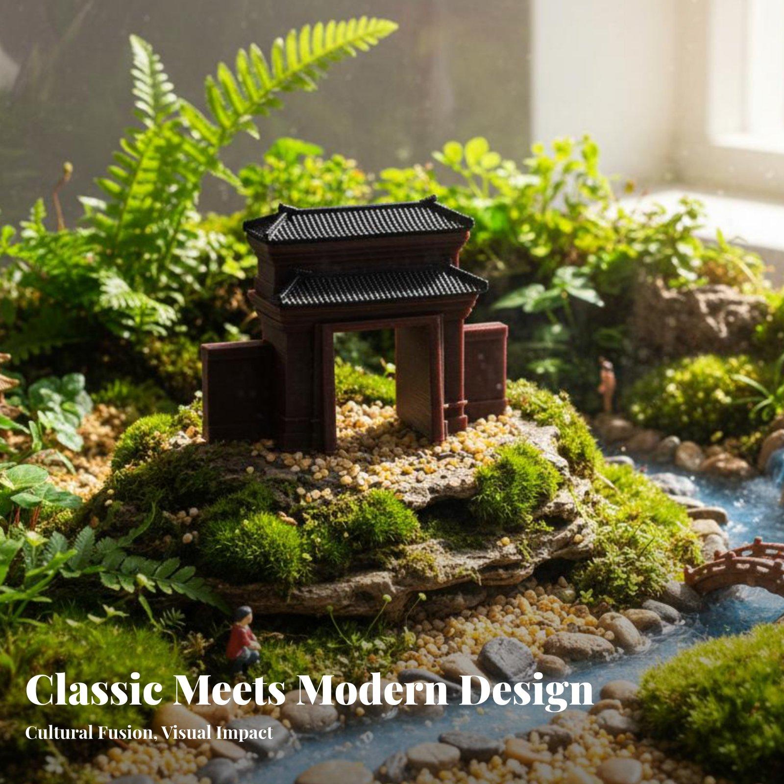 Bonsai Garden Desk - Estatueta de casa em resina, feita
