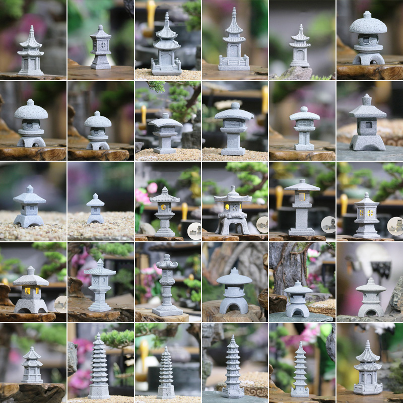 Bonsai Garden In Japan - Vintage zen miniatura areia pedra torre